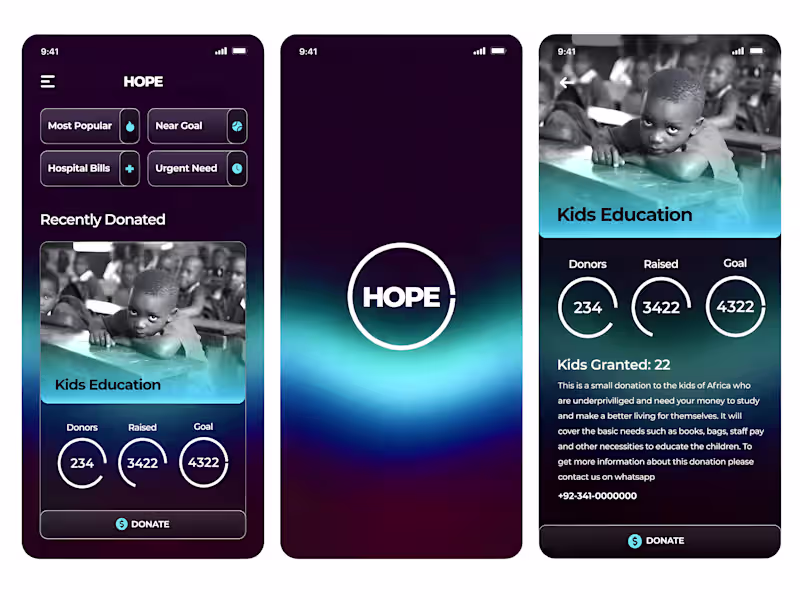 Cover image for Hope App for Donation Collection
