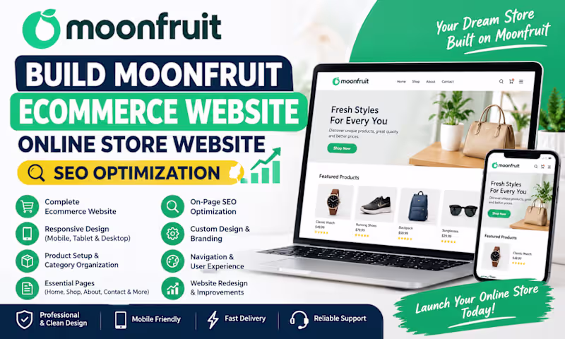 Cover image for I Will Build MoonfruitEcommerce Website Online Store Website SEo
