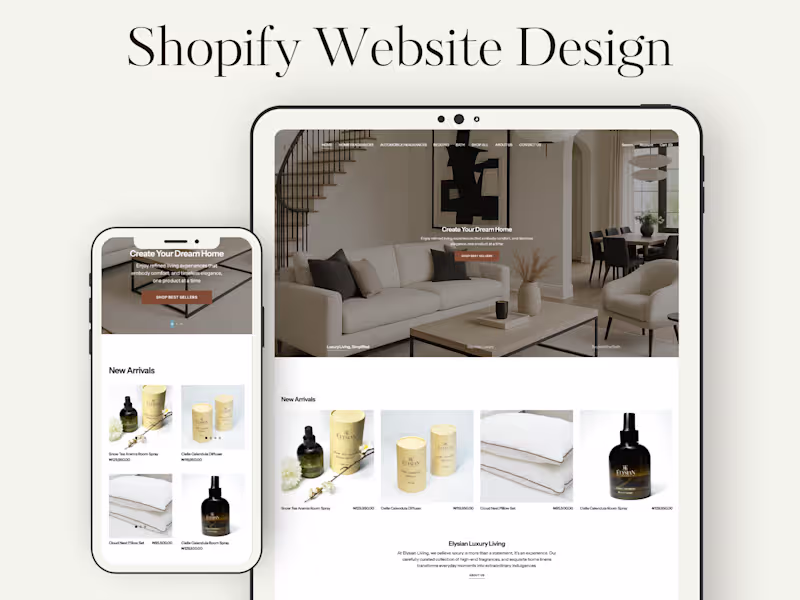 Cover image for Shopify Website Design for a Luxury Beddings & Fragrance Brand