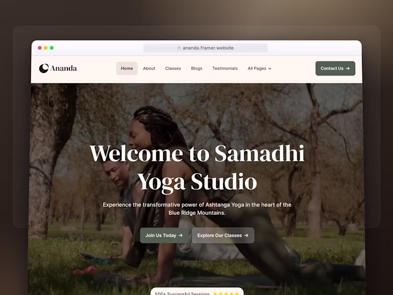 Cover image for Ananda Framer Template for Yoga & Coaching
