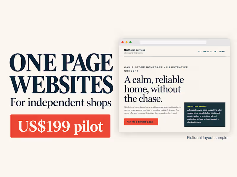 Cover image for One page website for shops | US$199 pilot