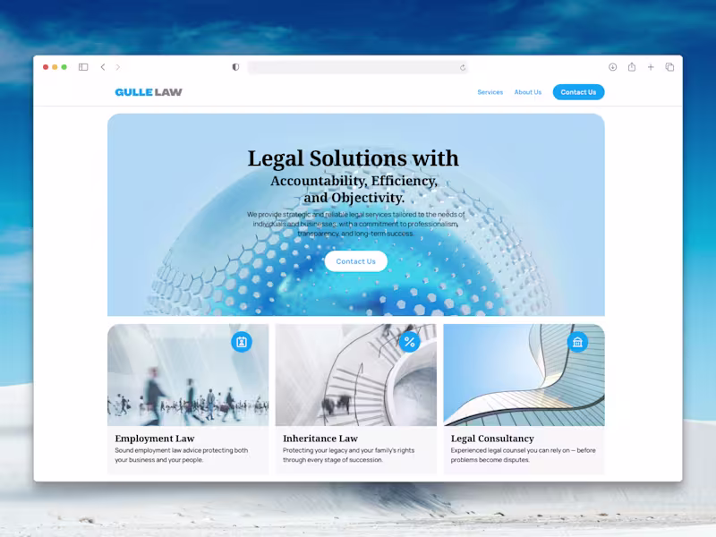 Cover image for Gülle Law Website — Framer Design, Development