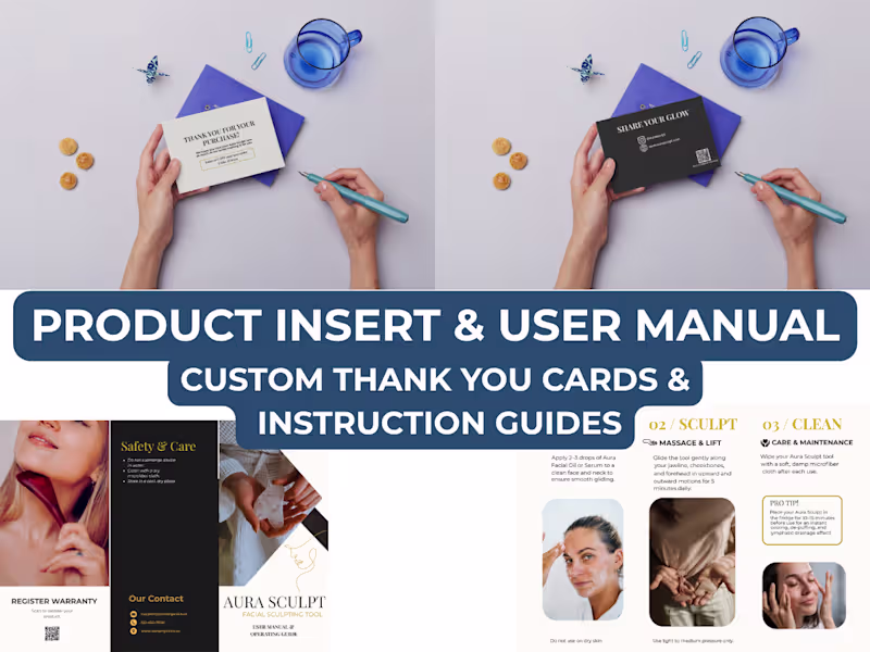 Cover image for Product Insert Card, Thank You Card & User Manual Design