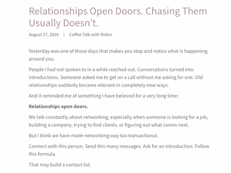 Cover image for Relationships Open Doors. Chasing Them
