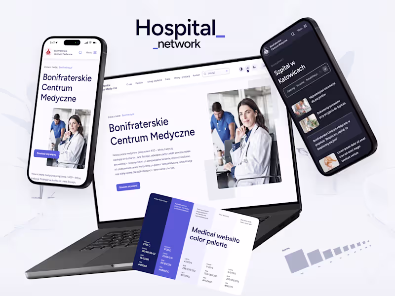 Cover image for BCM. Website for a hospital network