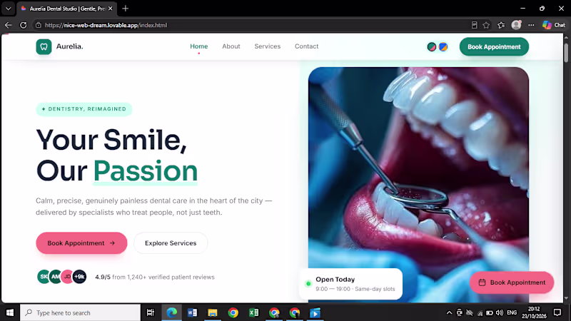 Cover image for A Dental Websiite