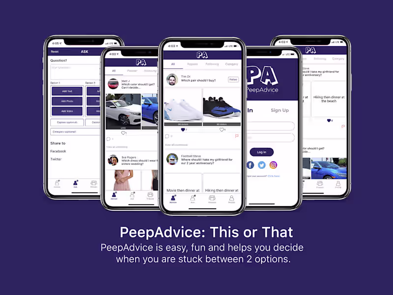 Cover image for PeepAdvice - This or That Decision App