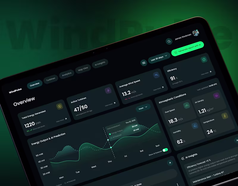 Cover image for WindPulse — Wind Farm Monitoring Dashboard