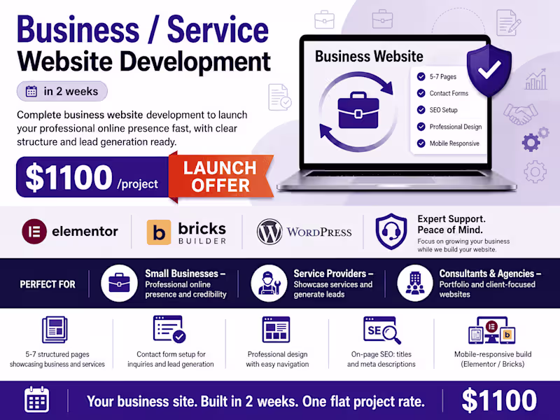 Cover image for WordPress Business Website Development | Launch Offer – $1,100