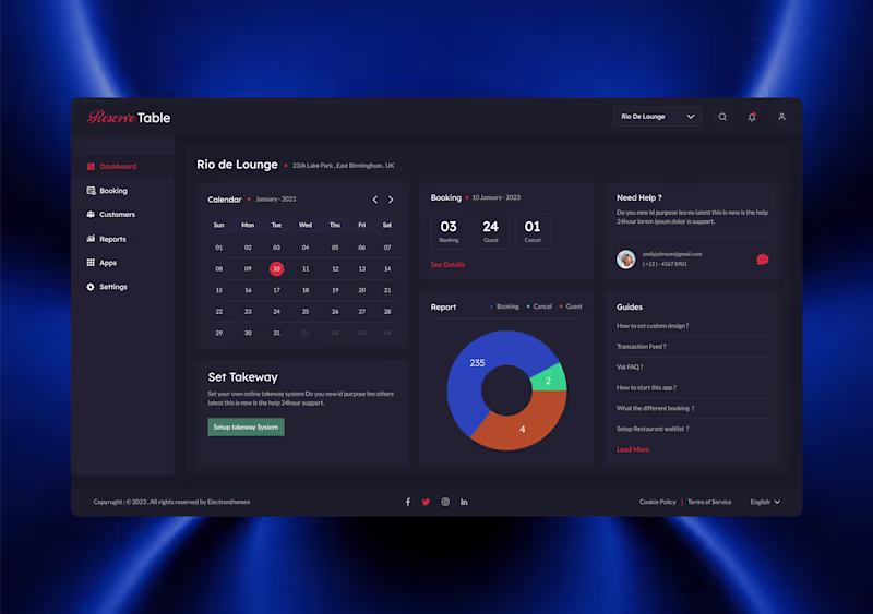 Cover image for Restaurant Reservation Dashboard UI
