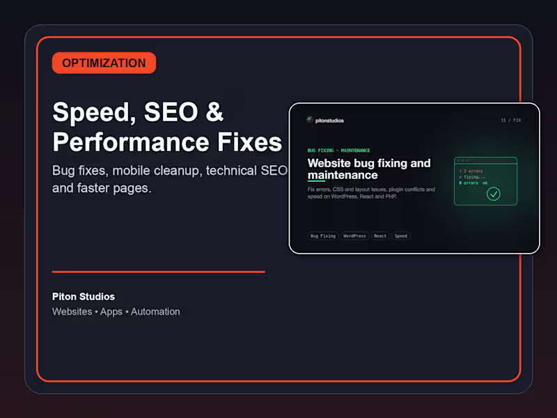 Cover image for Website Speed, SEO & Performance Fixes