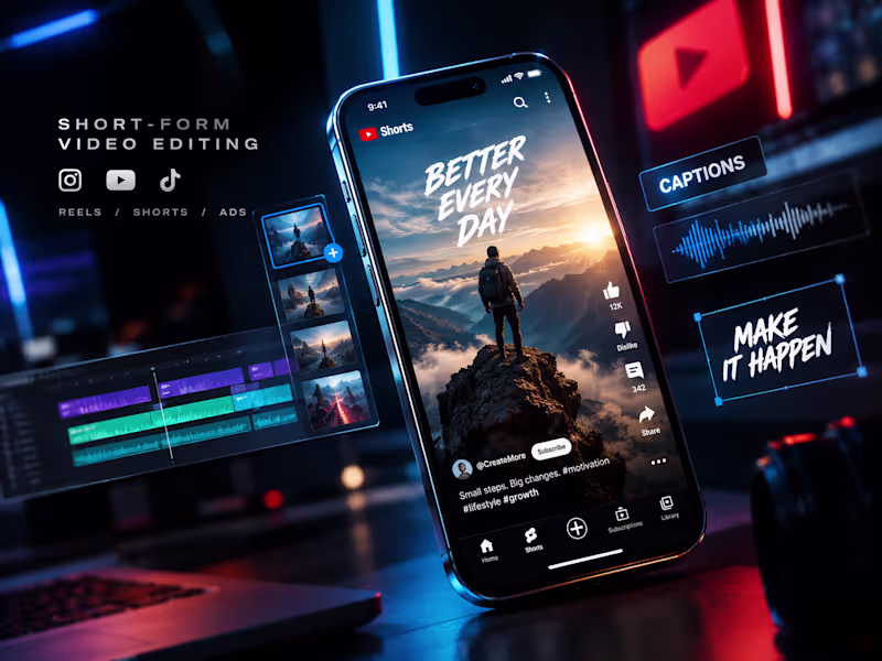 Cover image for Short-Form Video Editing for Reels, Shorts & Ads
