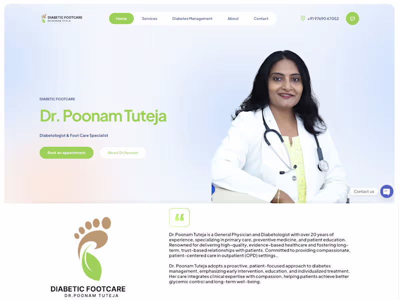 Cover image for Website For Diabetologist and Foot Care Specialist