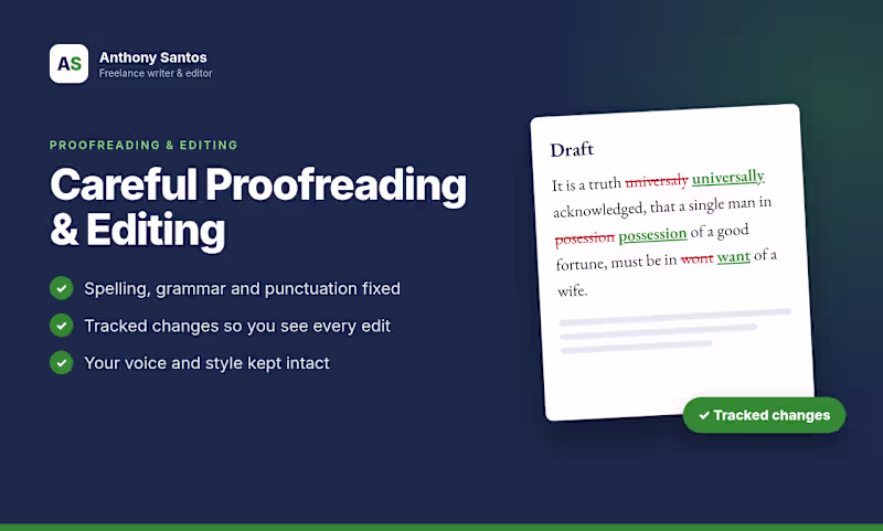Cover image for Proofread & Edit (up to 3,000 words)