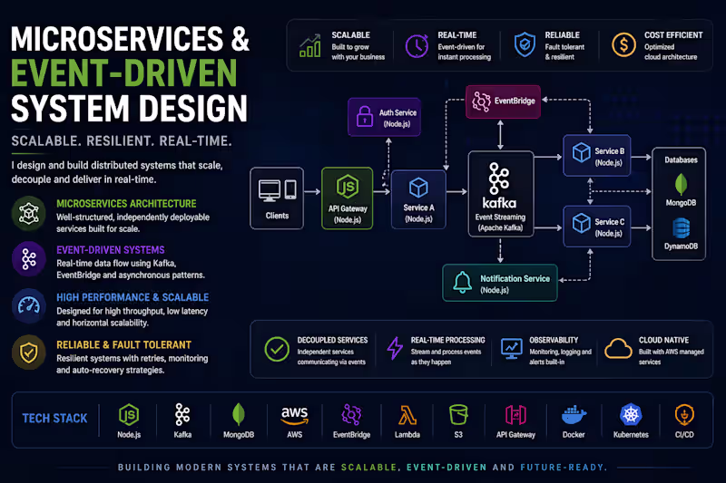 Cover image for Microservices & Event-Driven System Design (Kafka, Node.js)