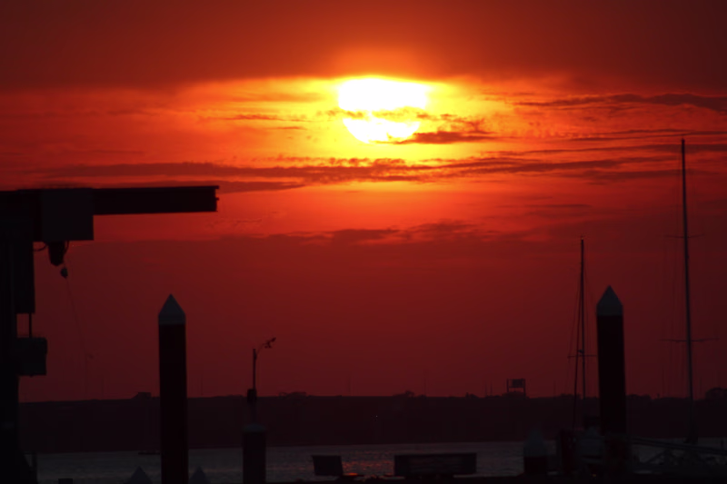 Cover image for Boat dock at sunset, Charleston Harbor, Charleston, SC.