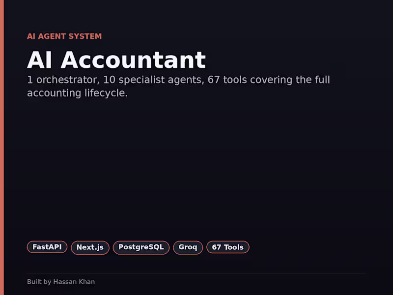Cover image for AI Accountant — 1 Orchestrator, 10 Agents, 67 Tools