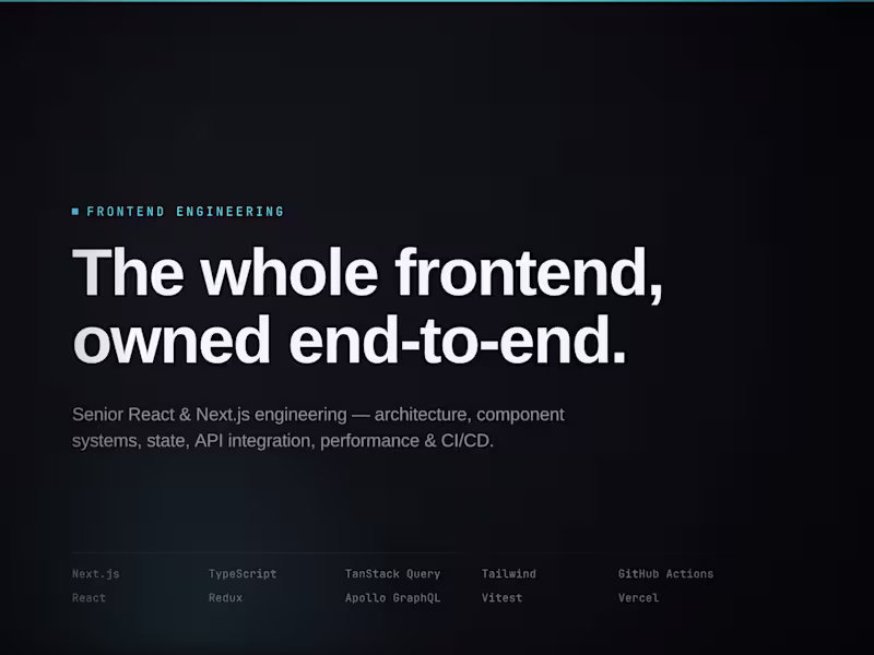Cover image for React / Next.js Frontend Development