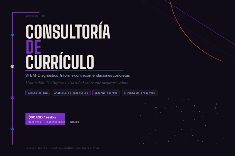 Cover image for Consultoría de Currículo STEM (sesión + informe)