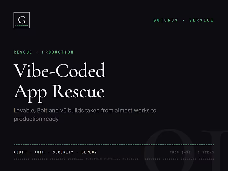 Cover image for Vibe-Coded App Rescue