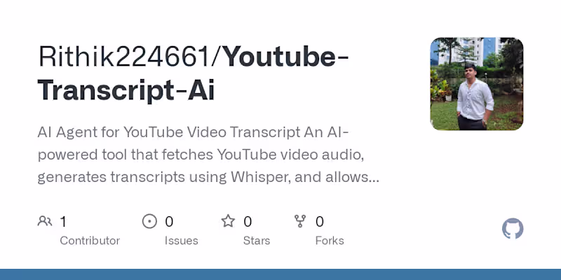 Cover image for YouTube Video Transcript AI