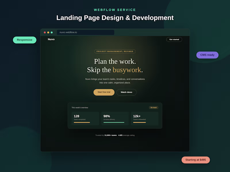 Cover image for Webflow Landing Page Design & Development