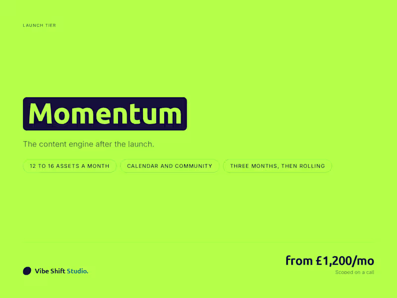 Cover image for Momentum: post-launch content retainer from £1,200/mo