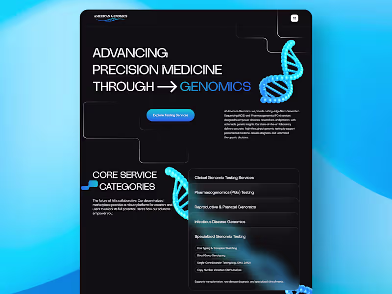 Cover image for American Genomics Landing Page UI