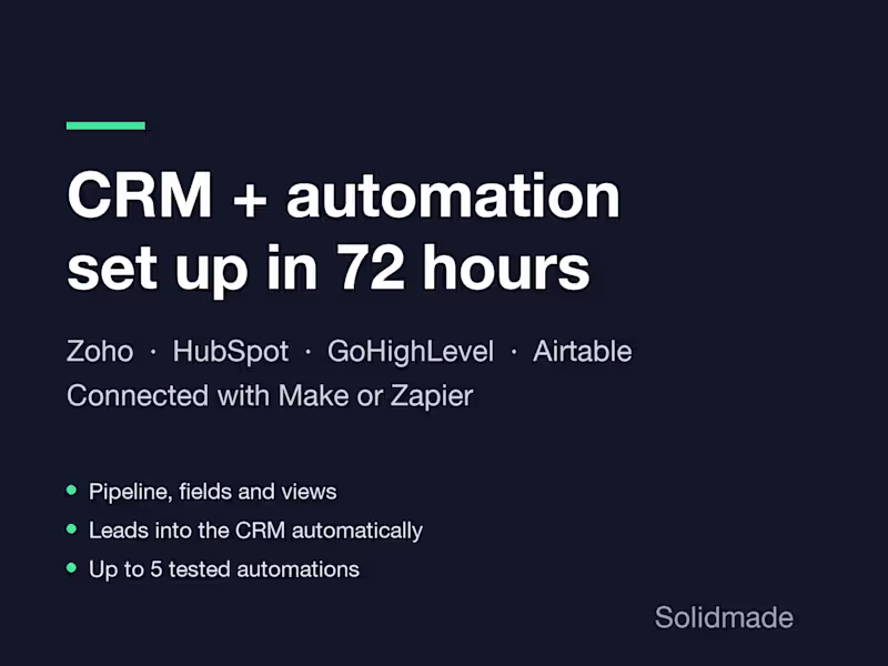 Cover image for CRM and automation setup in 72 hours