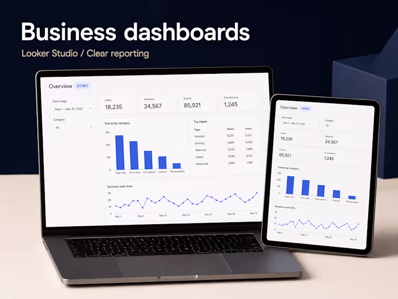 Cover image for Looker Studio dashboards for sales and website reporting