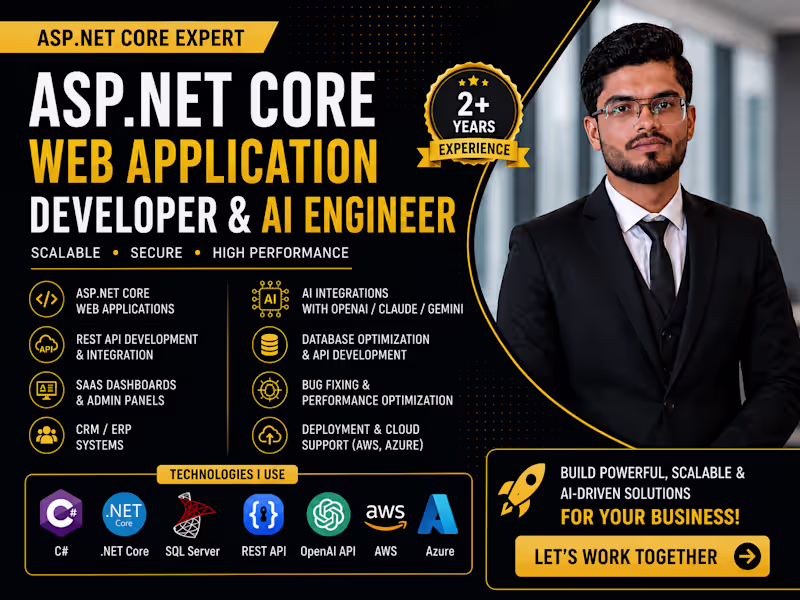 Cover image for ASP.NET Core Developer | Web Applications, APIs & AI Solutions