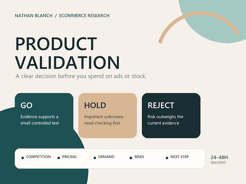Cover image for Ecommerce Product Validation & Go/No-Go Brief