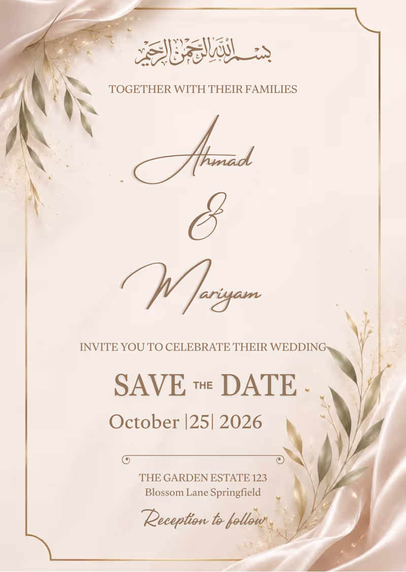 Cover image for Luxury Nikah Wedding Invitation | Save The Date Card