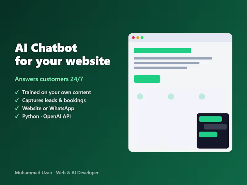 Cover image for Custom AI Chatbot for Your Website (GPT-Powered)