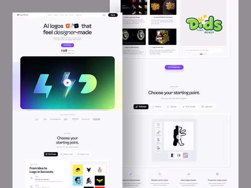 Cover image for Premium AI Logo Generator Landing Page Design
