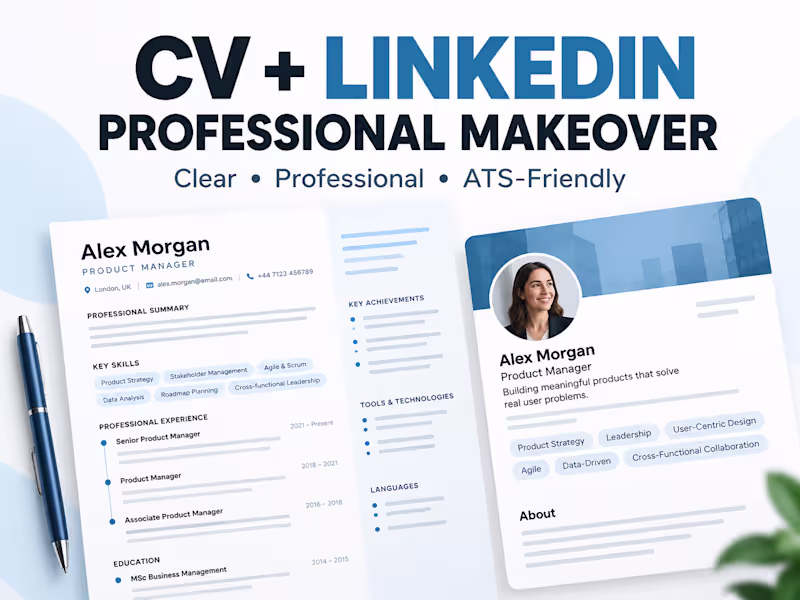 Cover image for Professional CV + LinkedIn Profile Makeover
