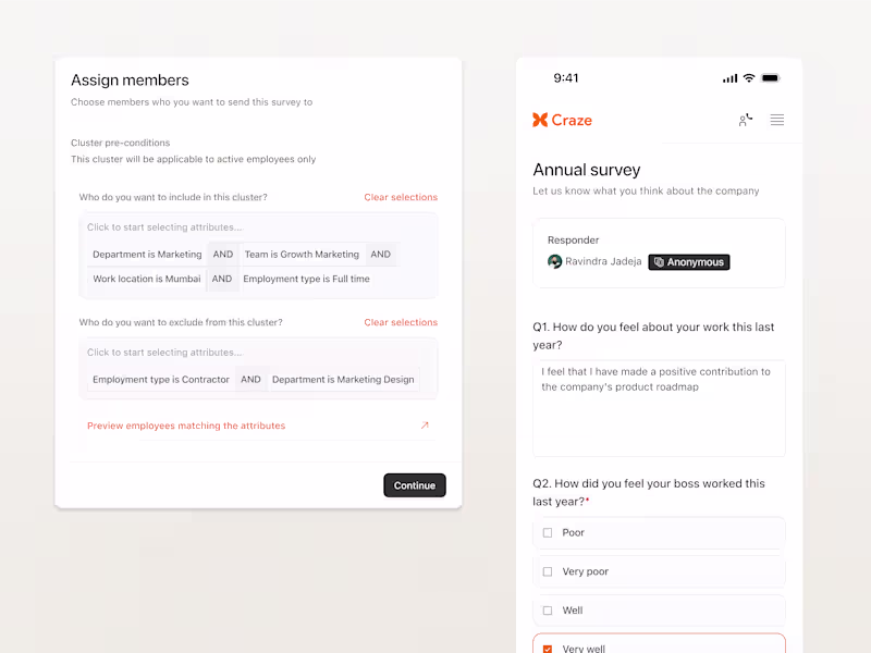 Cover image for Easily assign and send employees surveys with CrazeHR