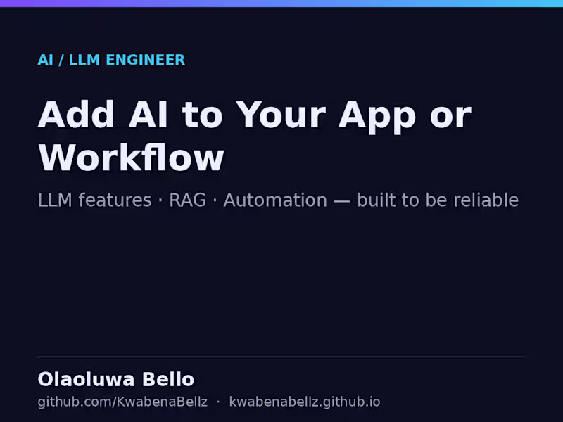 Cover image for Add AI to your app or workflow (LLM features, RAG)