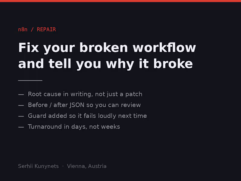 Cover image for Fix your broken n8n workflow and tell you why it broke