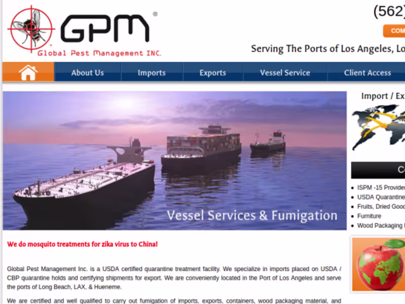 Cover image for Commodity Fumigation Services for Global Pest Management Inc