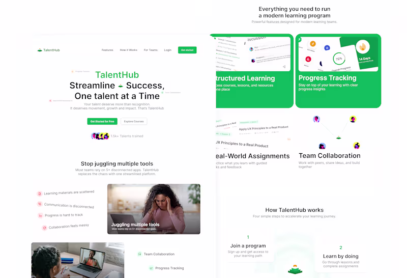 Cover image for TalentFlow LMS Landing Page Design