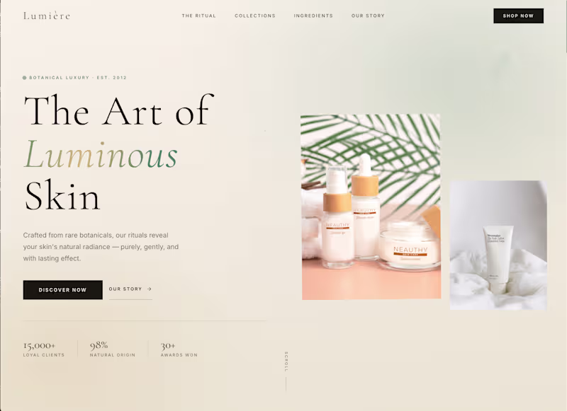 Cover image for Luxury skincare brand landing page