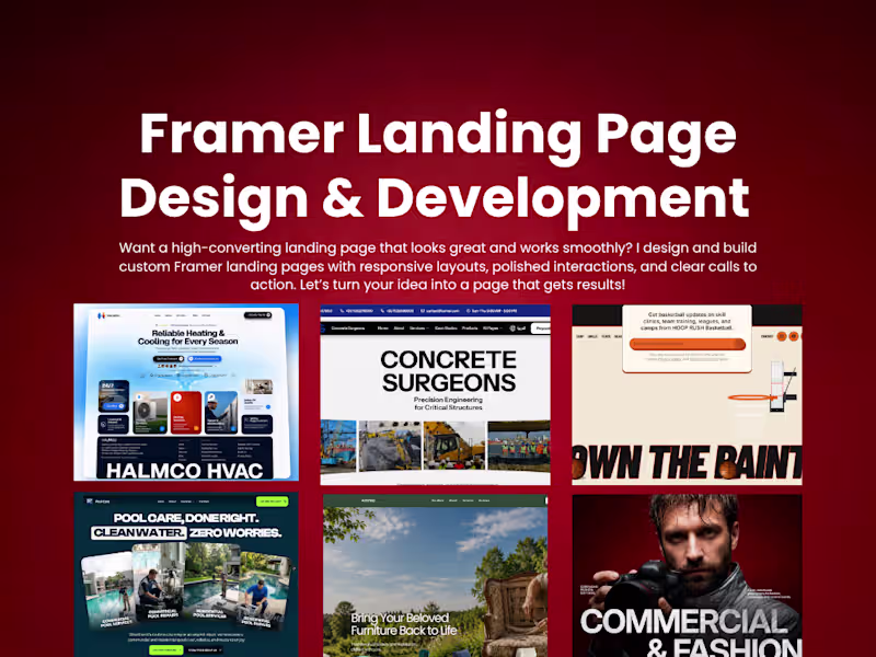 Cover image for Framer Landing Page Design and Development