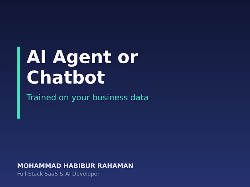 Cover image for AI Agent or Chatbot Trained on Your Business Data