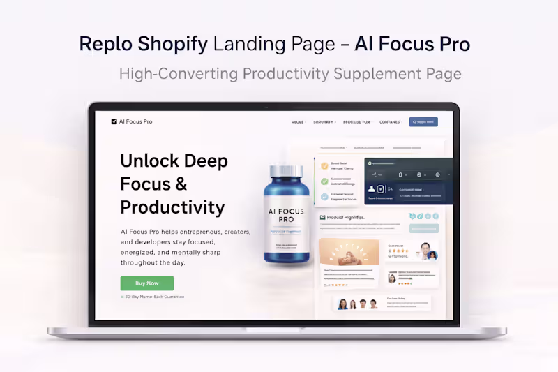 Cover image for Shopify Landing Page Built with Replo – AI Focus Pro