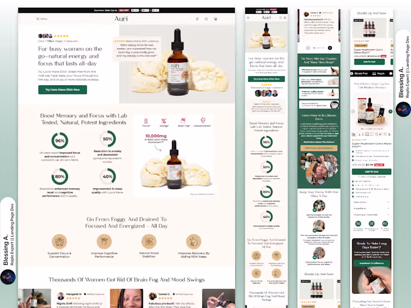 Cover image for Auri Landing Page Develop In Replo 