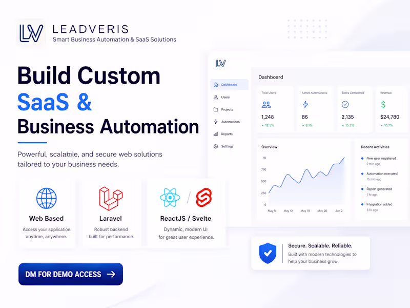 Cover image for Build Custom SaaS & Business Automation | Web Based