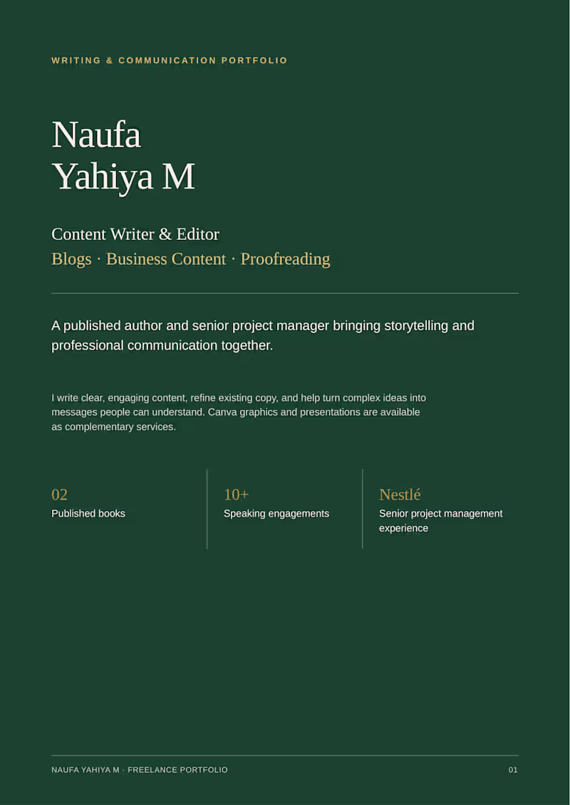 Cover image for Published Author + Corporate Project Manager + Strong Writer
