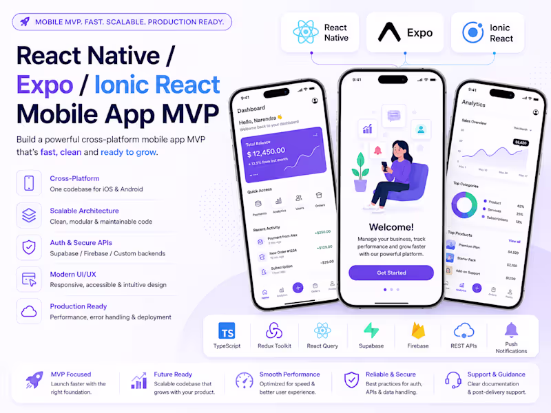Cover image for React Native / Expo Mobile / Ionic React App MVP