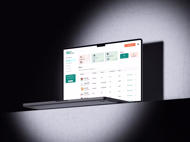 Cover image for WishWeaver – Designed a website and dashboard for Celebrations